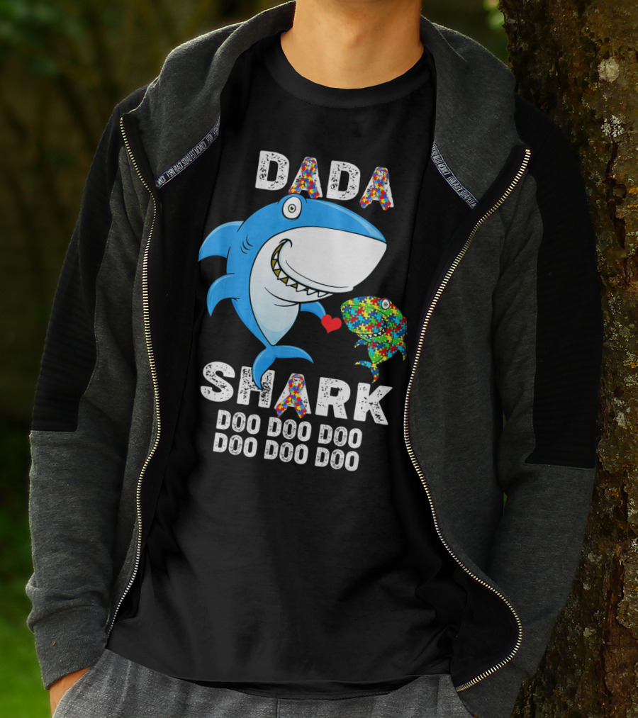 Dada Shark Autism Awareness Doo Doo Doo T-Shirt