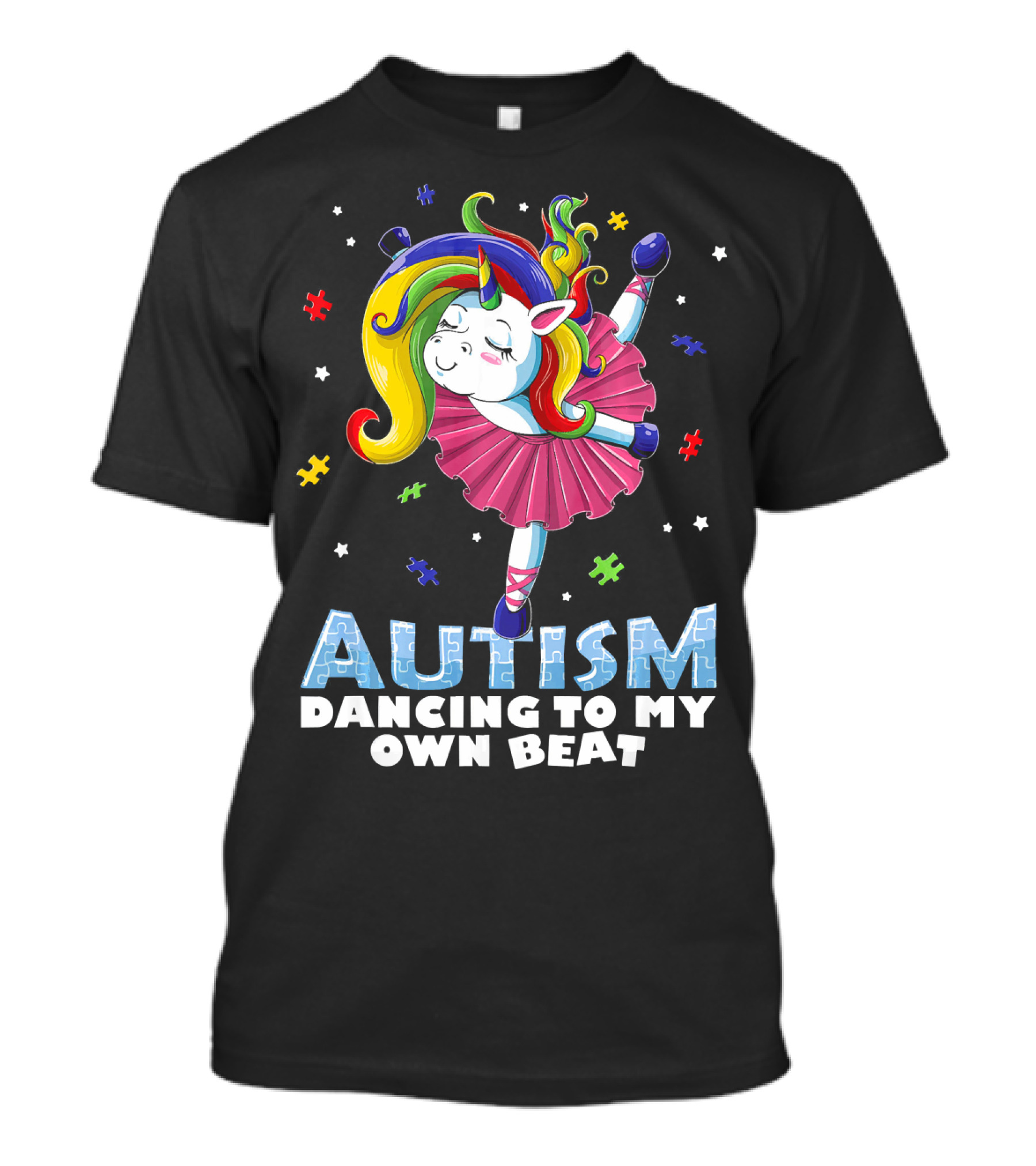 Autism Dancing To My Own Beat Unicorn With Puzzles T-Shirt