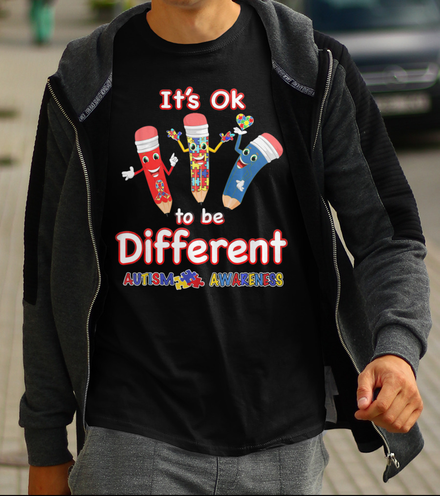 It's Ok To Be Different Autism Puzzle Piece Awareness T-Shirt