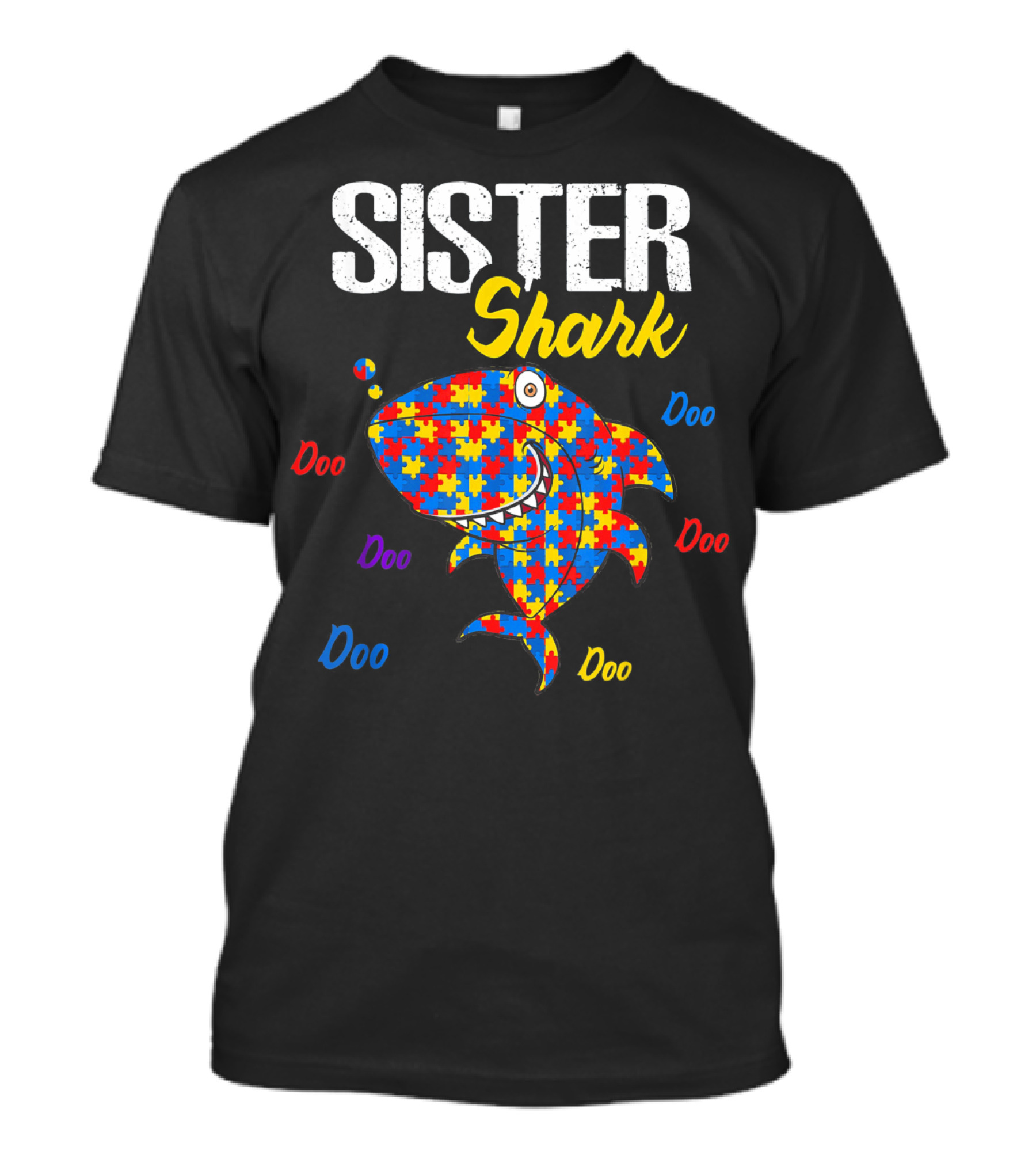 Sister Shark Autism Aware Puzzle Doo Doo T-Shirt