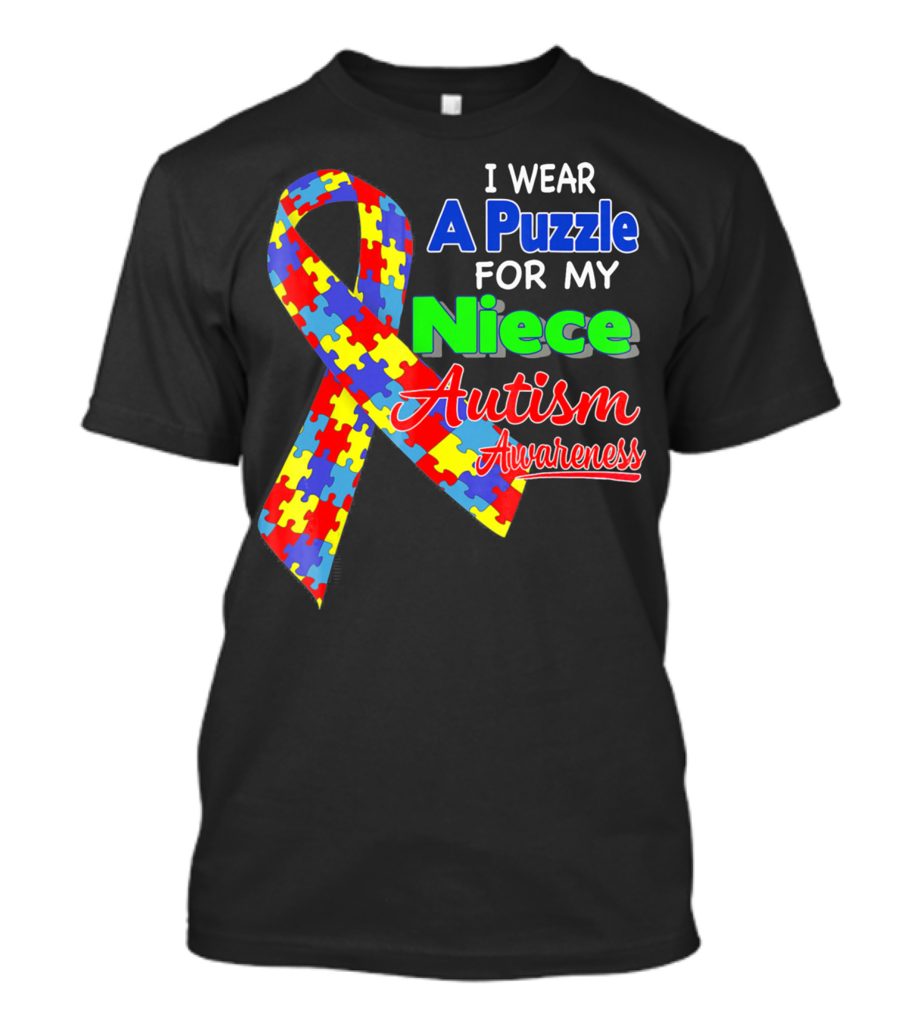 I Wear A Puzzle For My Niece Autism Awareness T-Shirt