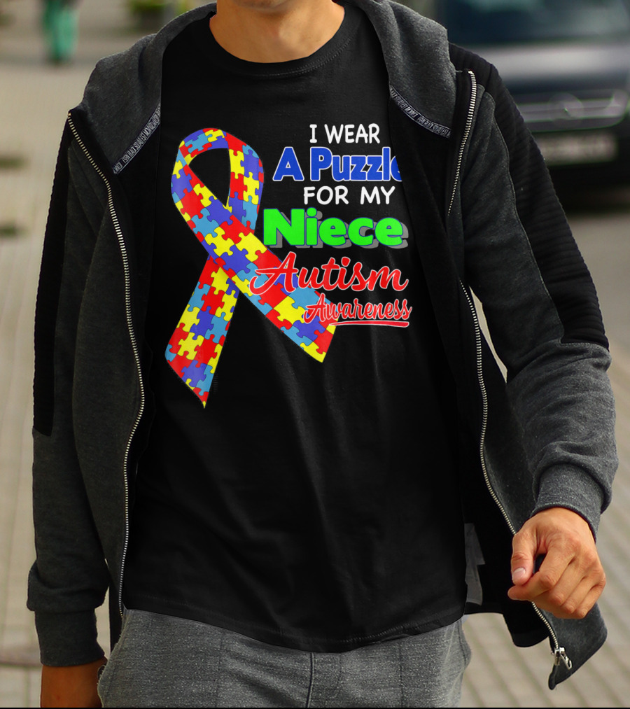 I Wear A Puzzle For My Niece Autism Awareness T-Shirt