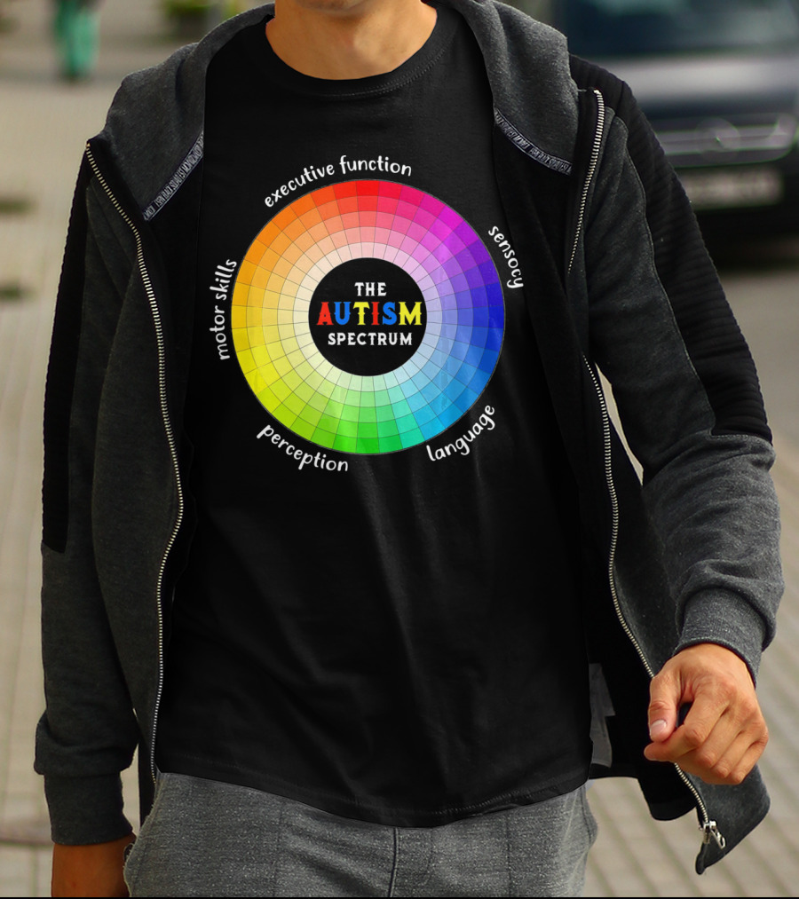 Colorful The Autism Spectrum Motor Skills Executive Function Sensory Perception Language T-Shirt