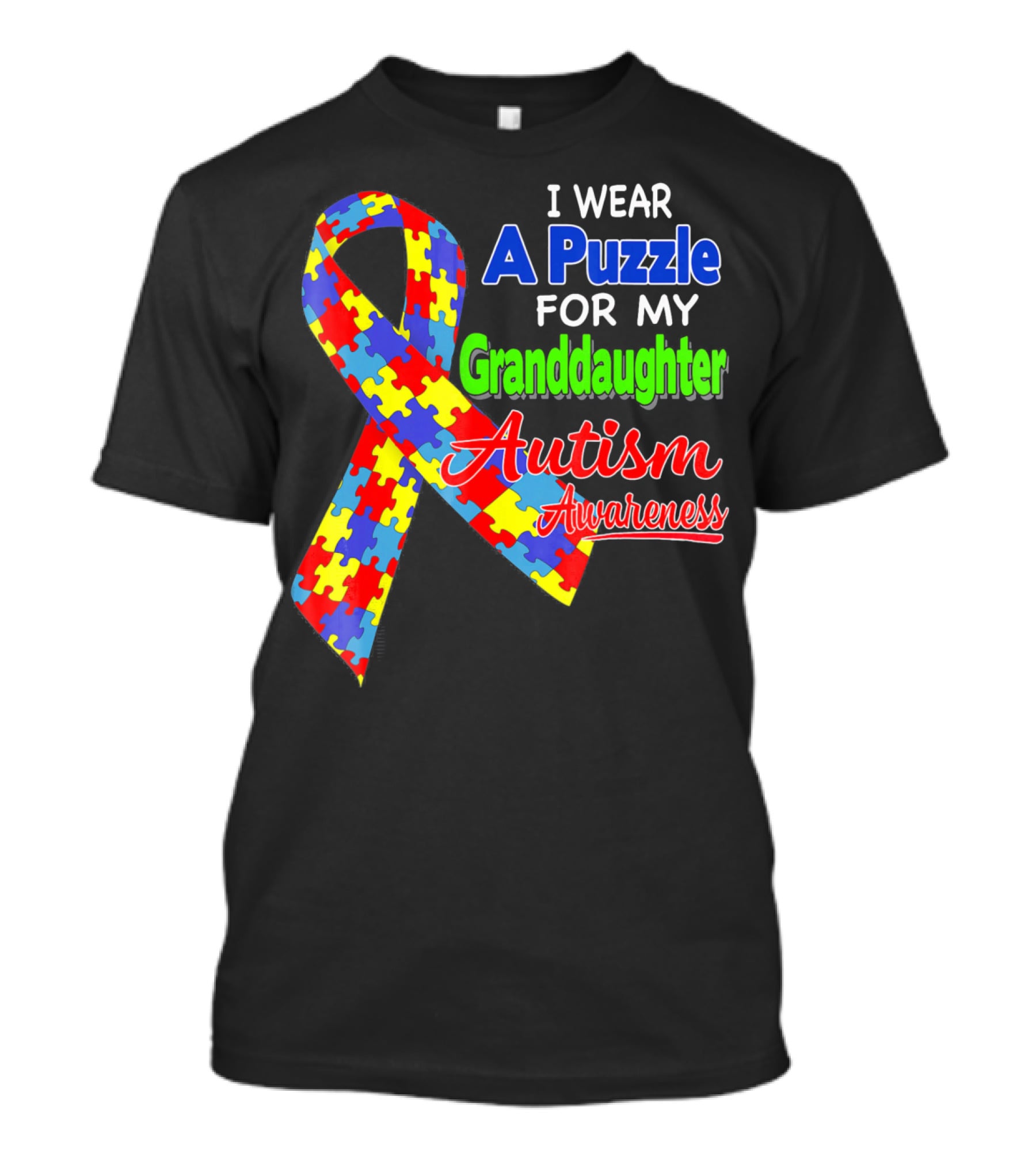 I Wear A Puzzle For My Granddaughter Autism Awareness T-Shirt