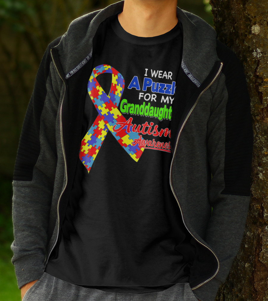 I Wear A Puzzle For My Granddaughter Autism Awareness T-Shirt