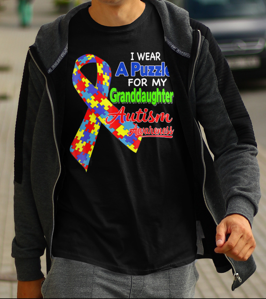 I Wear A Puzzle For My Granddaughter Autism Awareness T-Shirt