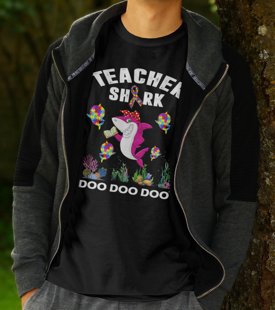 Teacher Shark Autism Awareness Doo Doo Doo T-Shirt