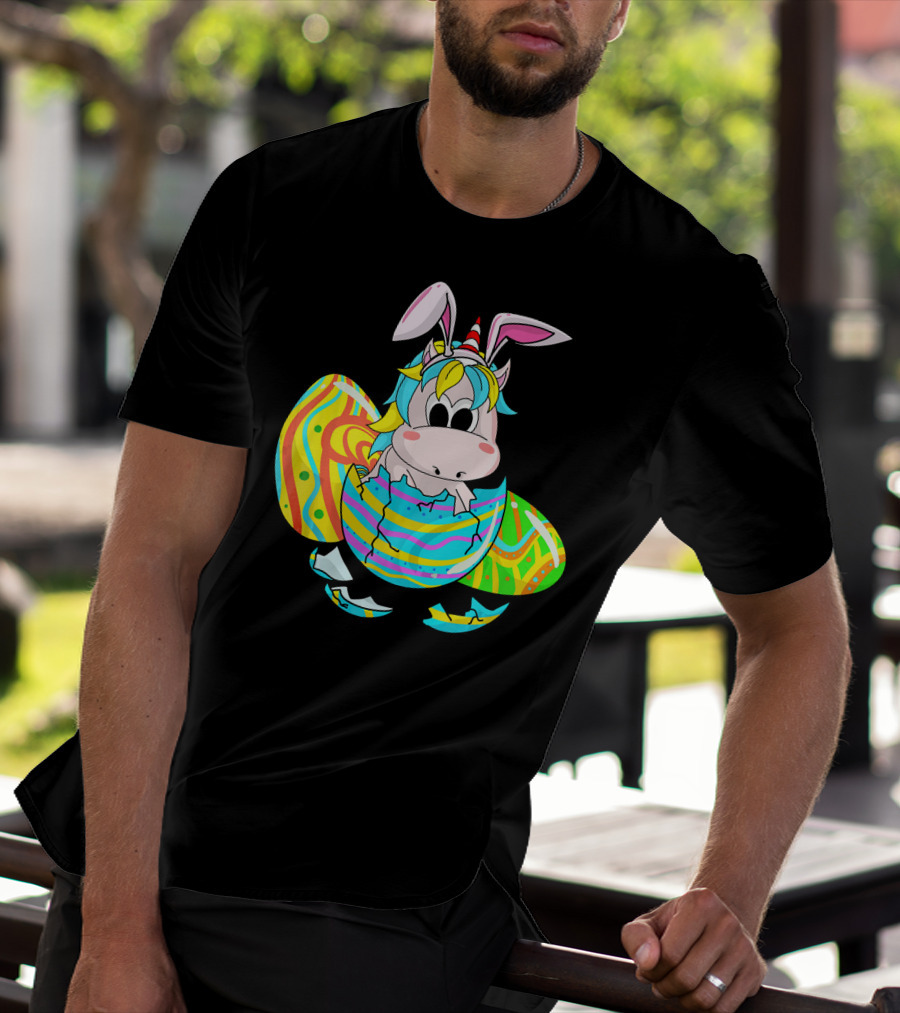 Easter Sunday Unicorn Bunnicorn In Colorful Eggshell T-Shirt