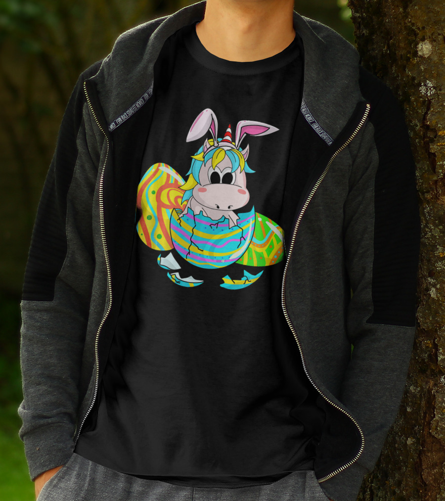 Easter Sunday Unicorn Bunnicorn In Colorful Eggshell T-Shirt