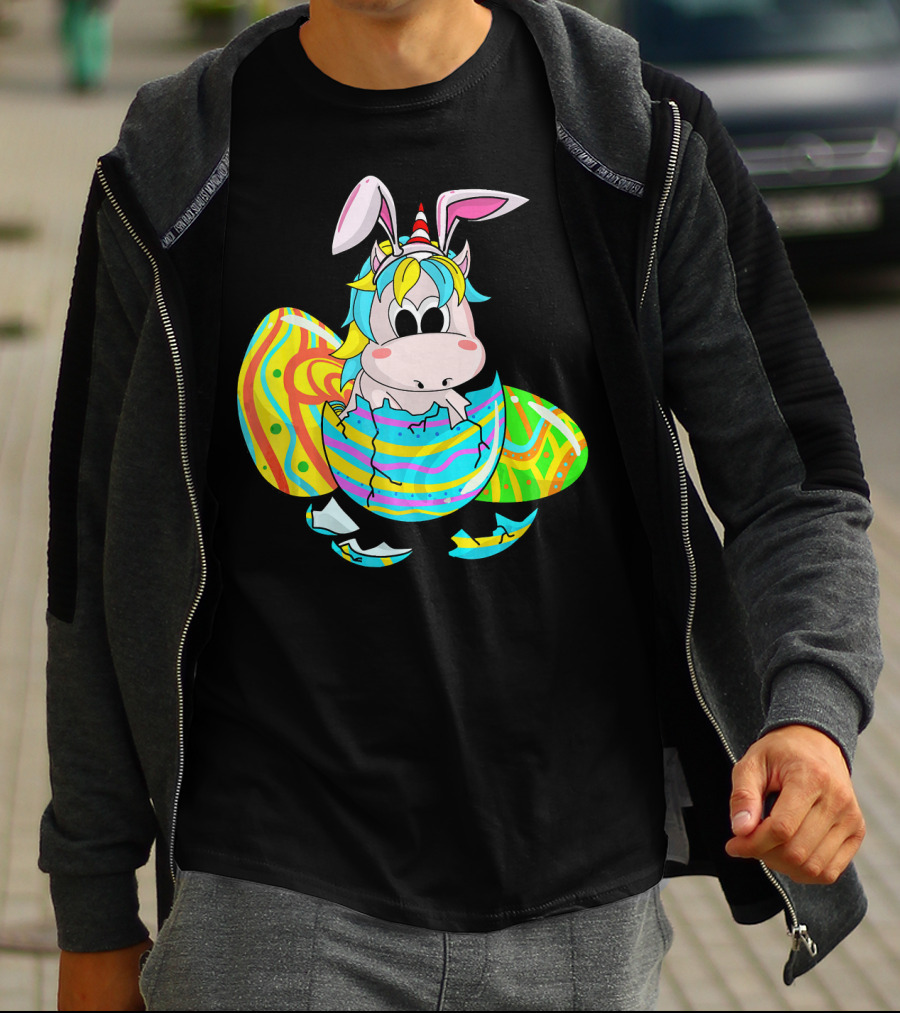 Easter Sunday Unicorn Bunnicorn In Colorful Eggshell T-Shirt