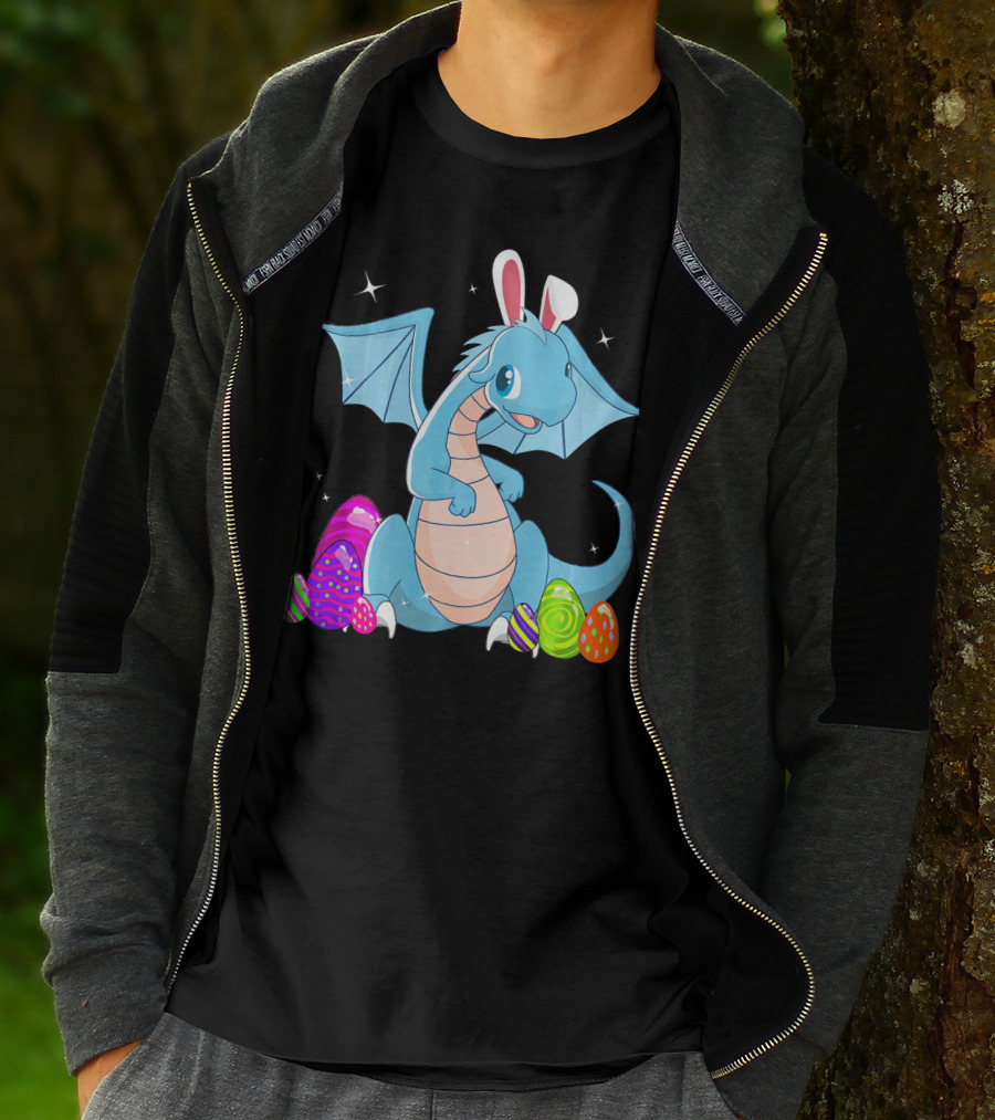 Easter Dragon Bunny Ears With Colorful Eggs T-Shirt