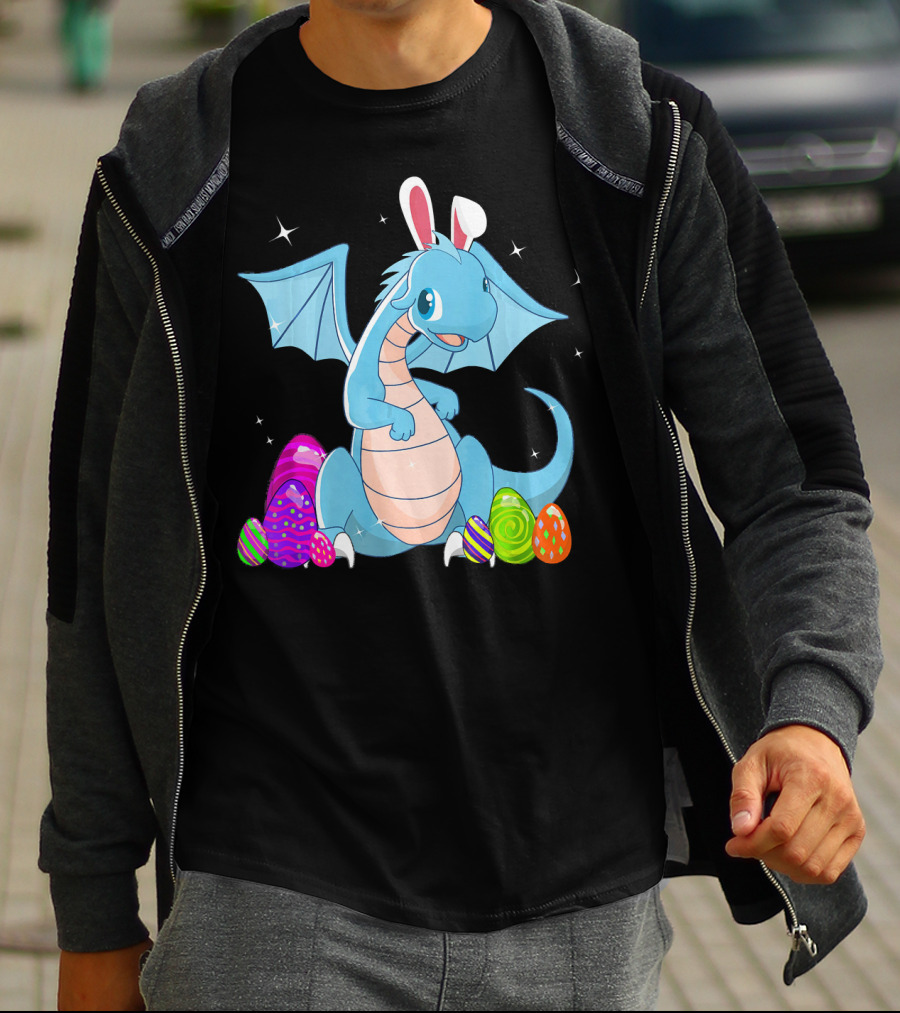 Easter Dragon Bunny Ears With Colorful Eggs T-Shirt