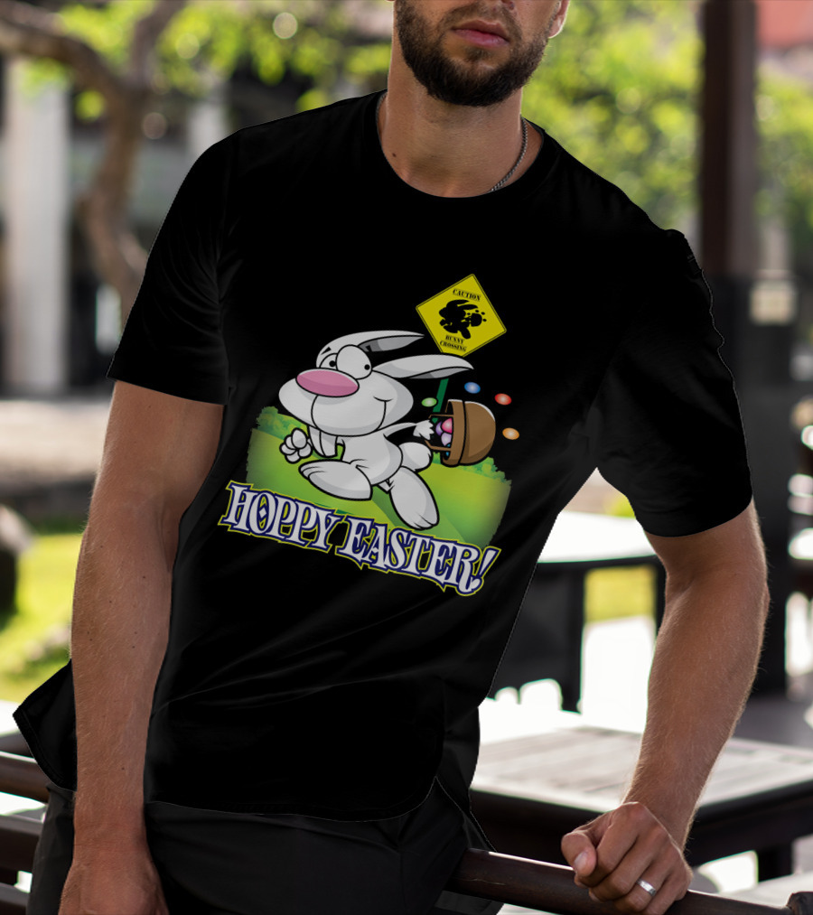 Caution Bunny Crossing Cute Funny Easter Bunny Hoppy Easter T-Shirt
