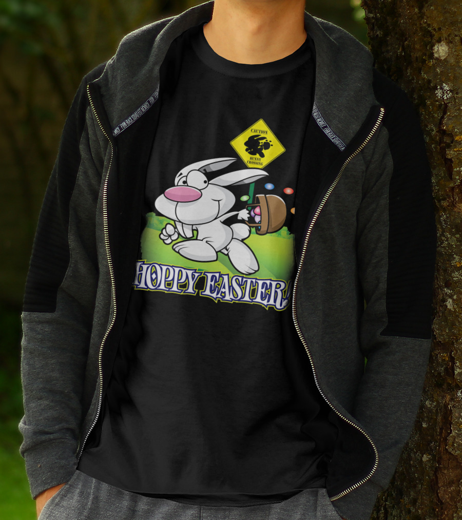 Caution Bunny Crossing Cute Funny Easter Bunny Hoppy Easter T-Shirt