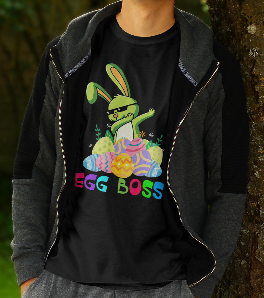 Egg Boss Dabbing Easter Bunny With Colorful Eggs T-Shirt