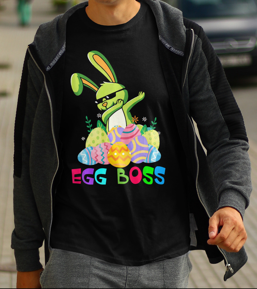 Egg Boss Dabbing Easter Bunny With Colorful Eggs T-Shirt