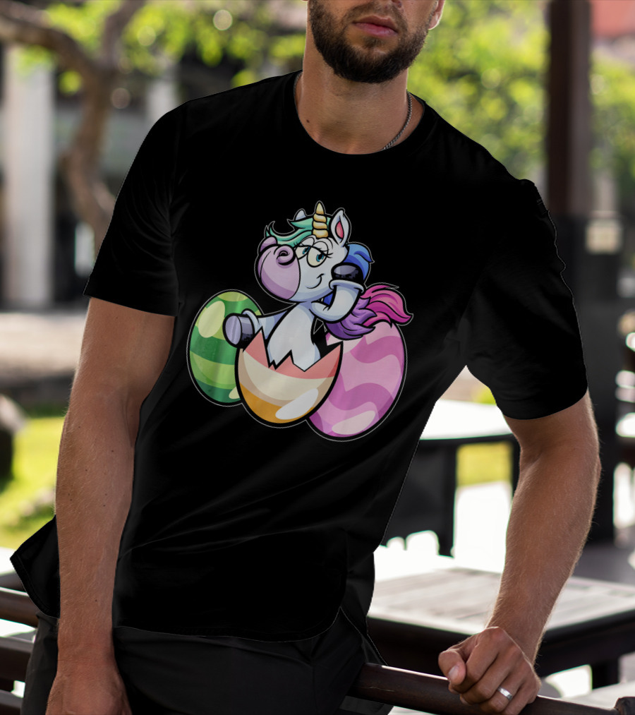 Easter Unicorn Hatching From Colorful Eggs Girls T-Shirt