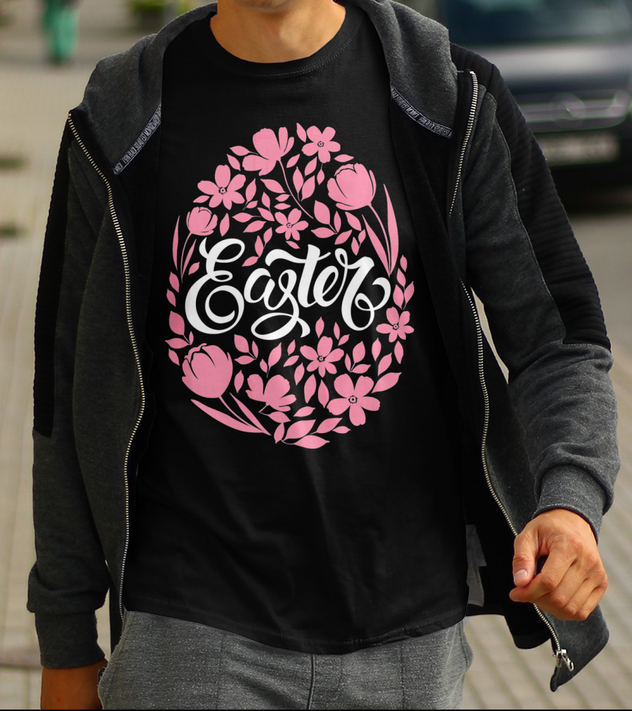Easter Egg With Pink Flowers T-Shirt