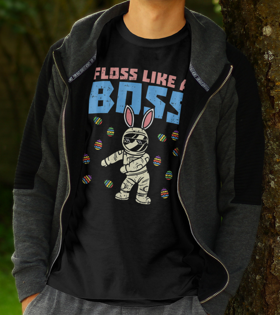 Floss Like A Boss Easter Astronaut Bunny With Eggs T-Shirt