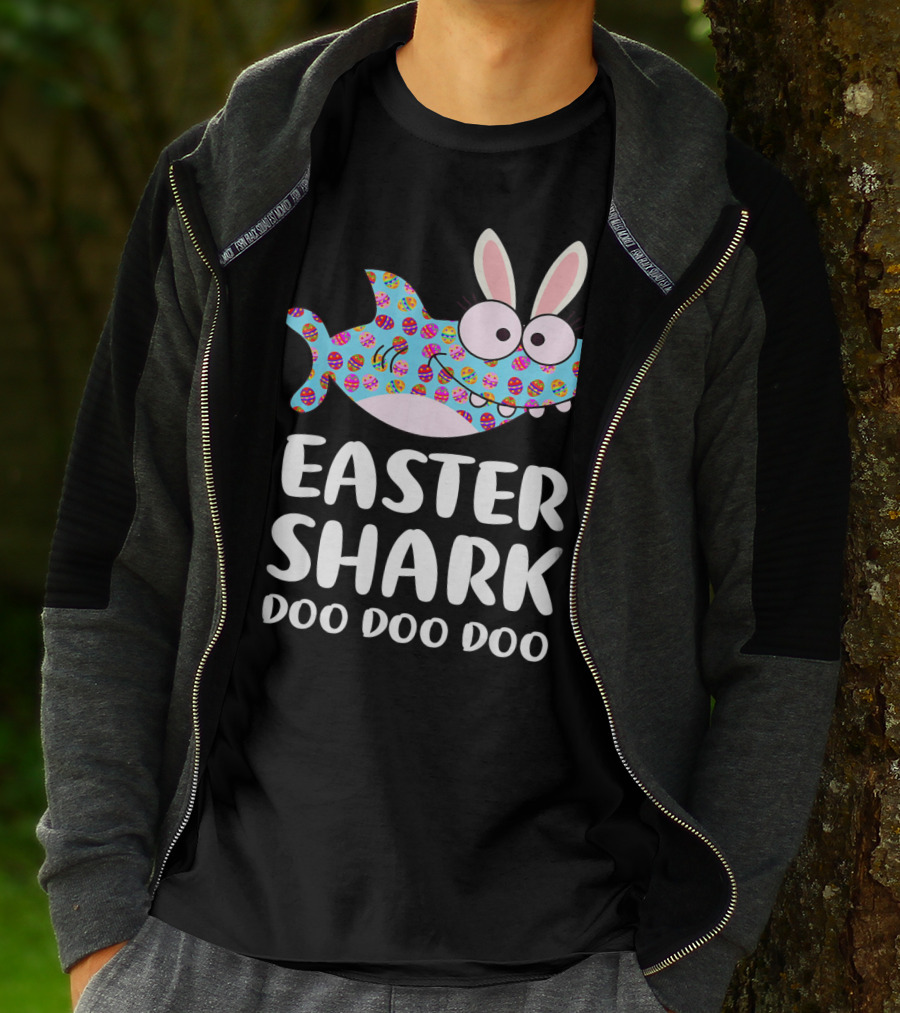 Easter Shark Doo Doo Doo Bunny Ears Funny Eggs T-Shirt
