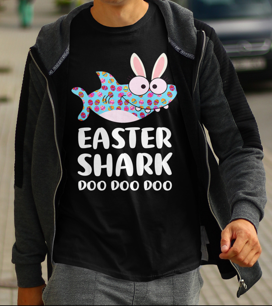 Easter Shark Doo Doo Doo Bunny Ears Funny Eggs T-Shirt