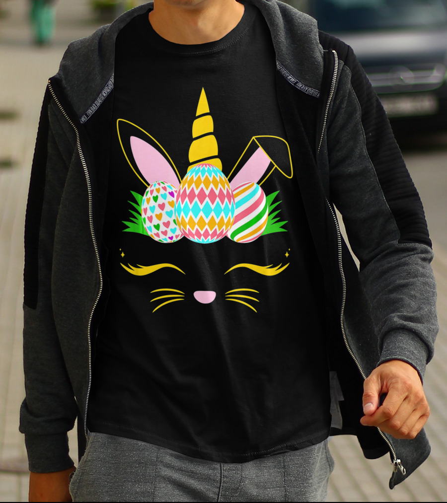 Girls Easter Bunny Rabbit Unicorn Colorful Egg Bunnic T-Shirt