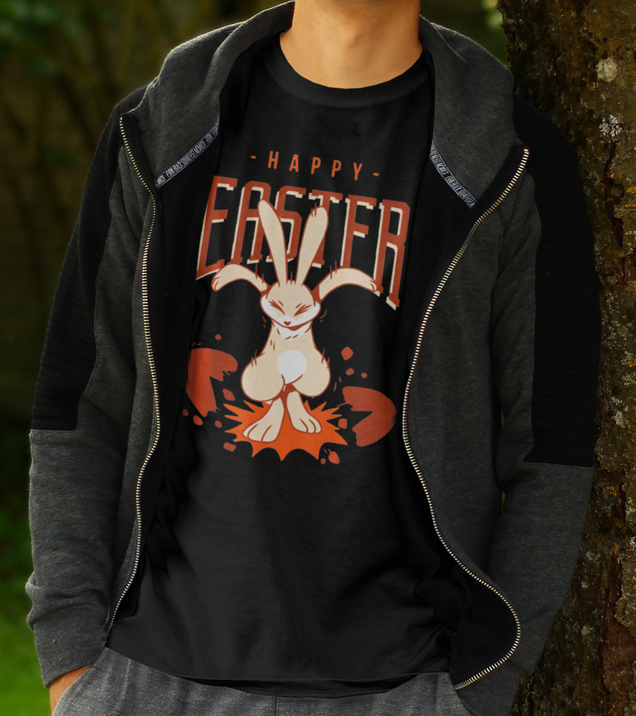 Happy Easter Bunny With Cracked Egg T-Shirt
