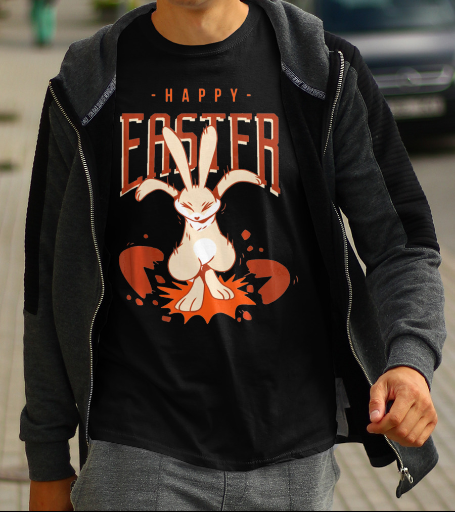 Happy Easter Bunny With Cracked Egg T-Shirt