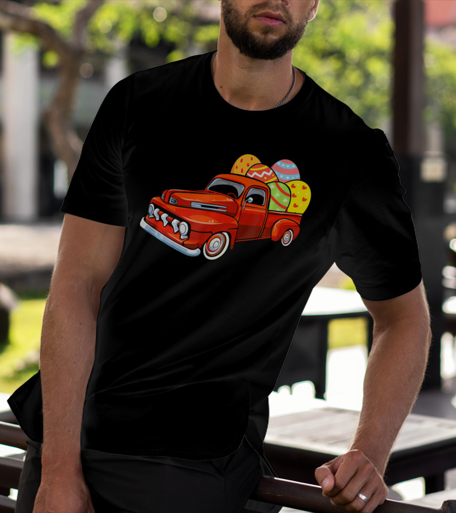 Vintage Easter Egg Pickup Truck With Colorful Eggs T-Shirt
