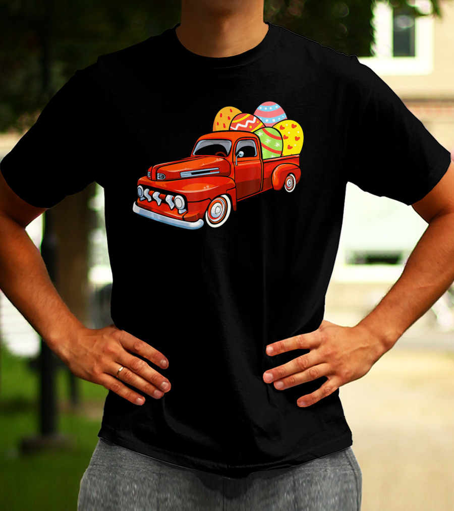 Vintage Easter Egg Pickup Truck With Colorful Eggs T-Shirt