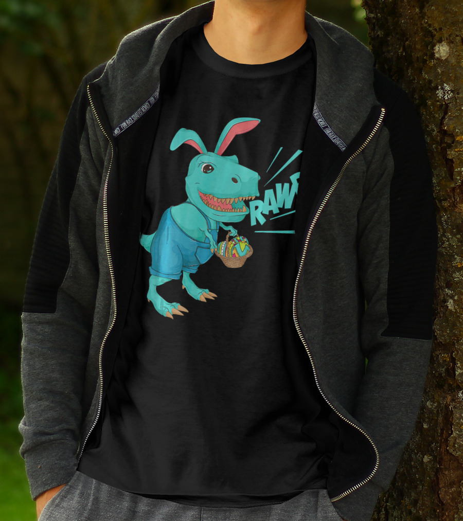Rawr Dinosaur Easter Bunny Lovers Cute Basket T-Shirt