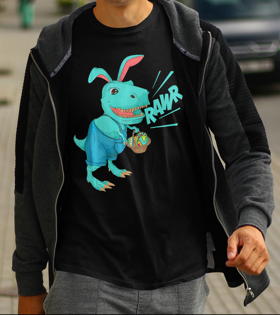 Rawr Dinosaur Easter Bunny Lovers Cute Basket T-Shirt
