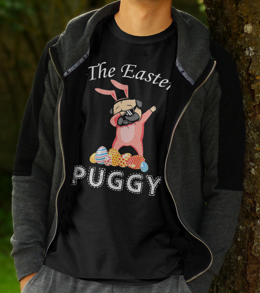 The Easter Puggy Dabbing Bunny With Colorful Eggs T-Shirt