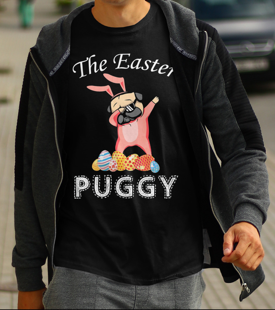 The Easter Puggy Dabbing Bunny With Colorful Eggs T-Shirt
