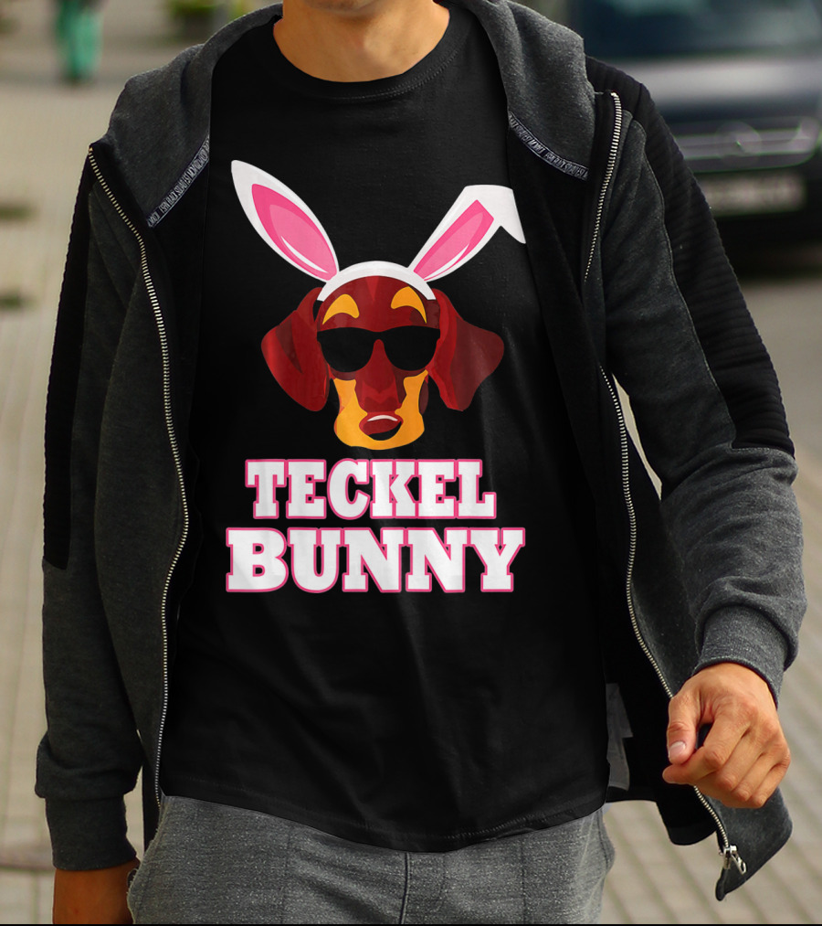 Teckel Bunny Rabbit Dog With Cool Glasses T-Shirt
