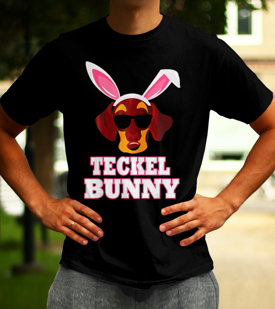 Teckel Bunny Rabbit Dog With Cool Glasses T-Shirt