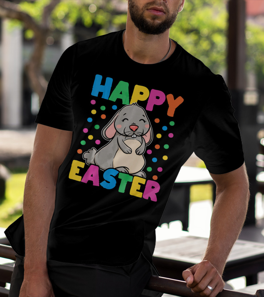 Happy Easter Bunny With Colorful Dots T-Shirt