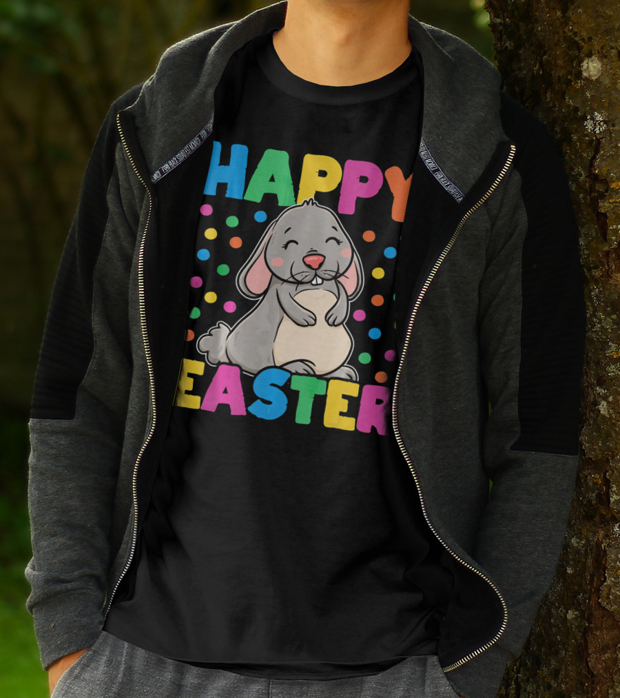 Happy Easter Bunny With Colorful Dots T-Shirt