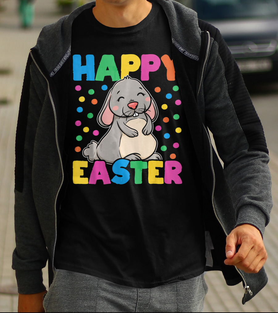 Happy Easter Bunny With Colorful Dots T-Shirt