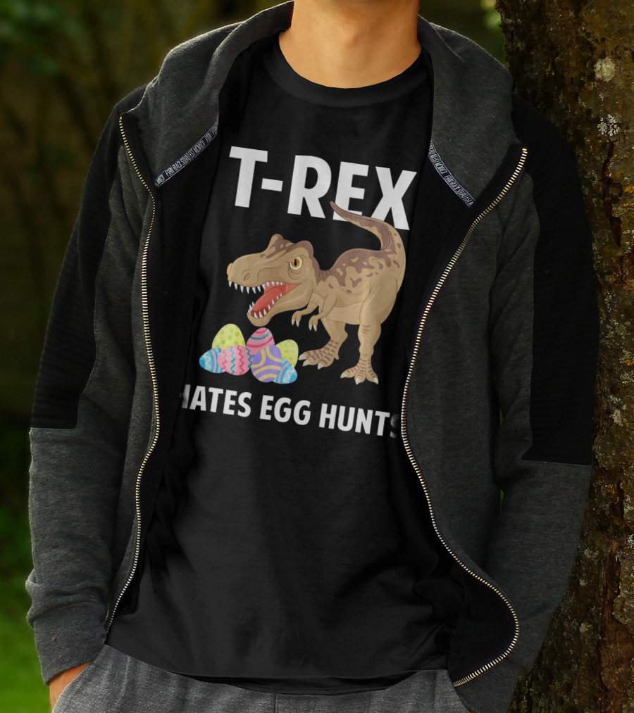 T-Rex Hates Egg Hunts Dinosaur Easter T-Shirt