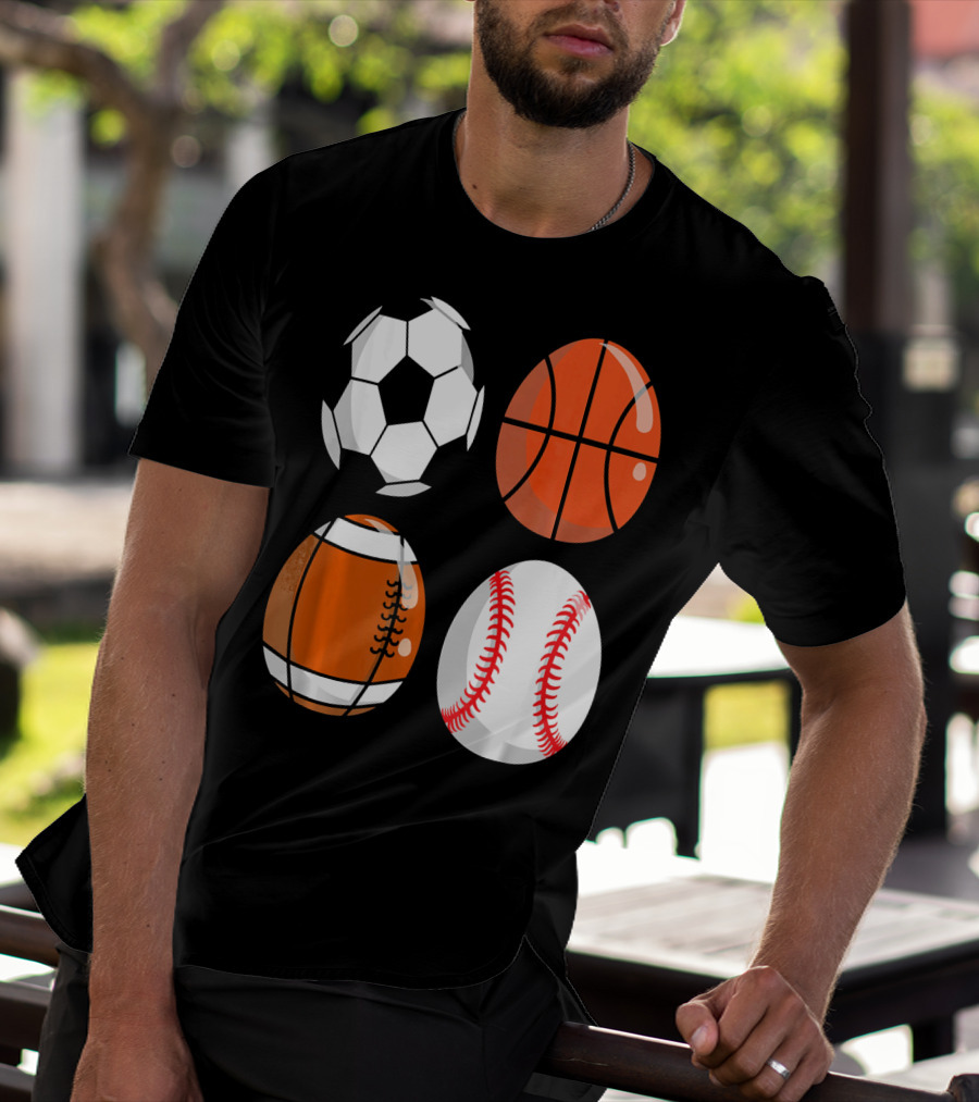 Easter Eggs Football Rugby Basketball Baseball Soccer T-Shirt