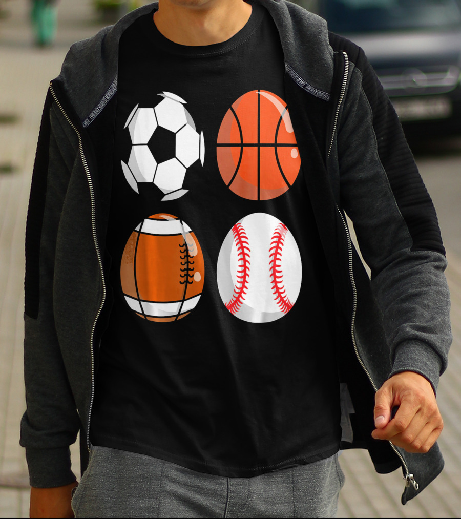 Easter Eggs Football Rugby Basketball Baseball Soccer T-Shirt