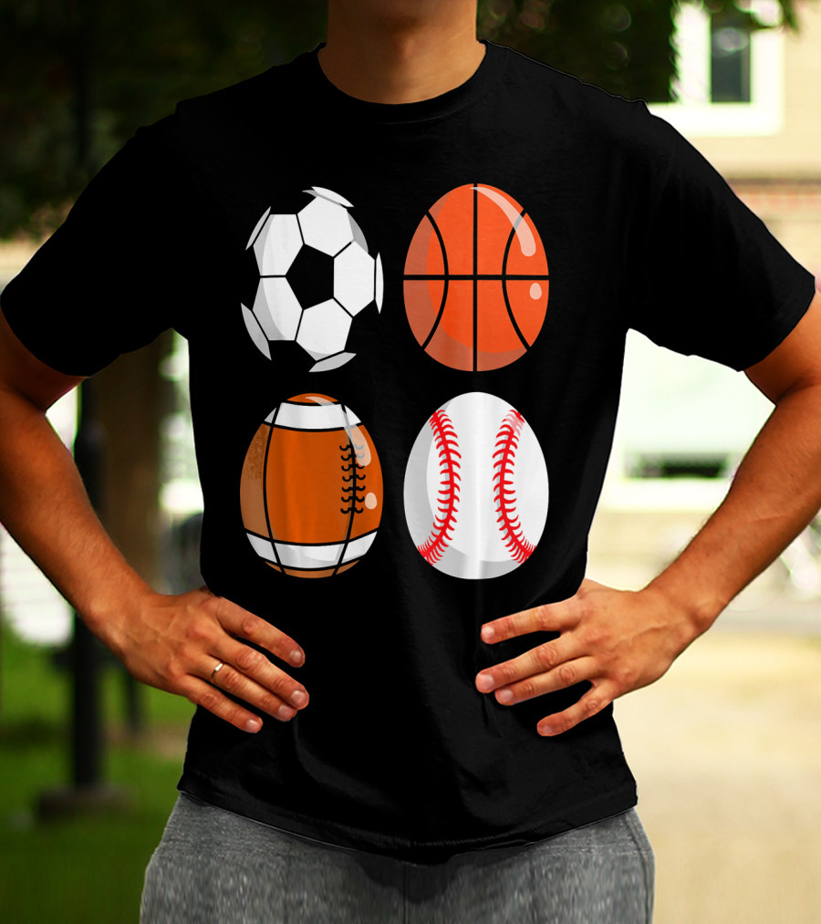 Easter Eggs Football Rugby Basketball Baseball Soccer T-Shirt