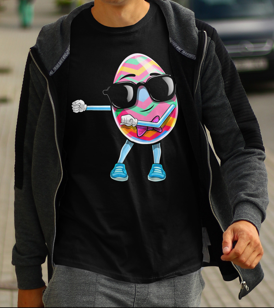 Flossing Easter Egg Kids Funny Dance With Sunglasses T-Shirt