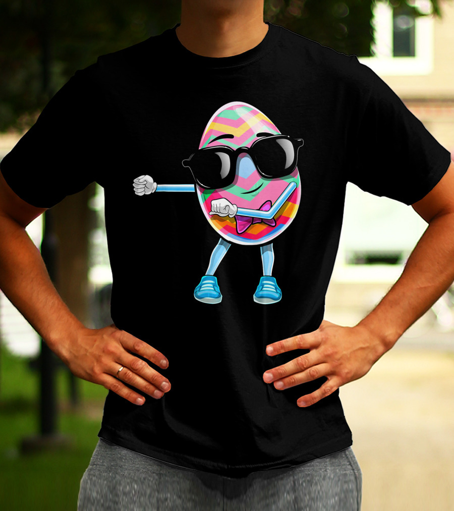 Flossing Easter Egg Kids Funny Dance With Sunglasses T-Shirt