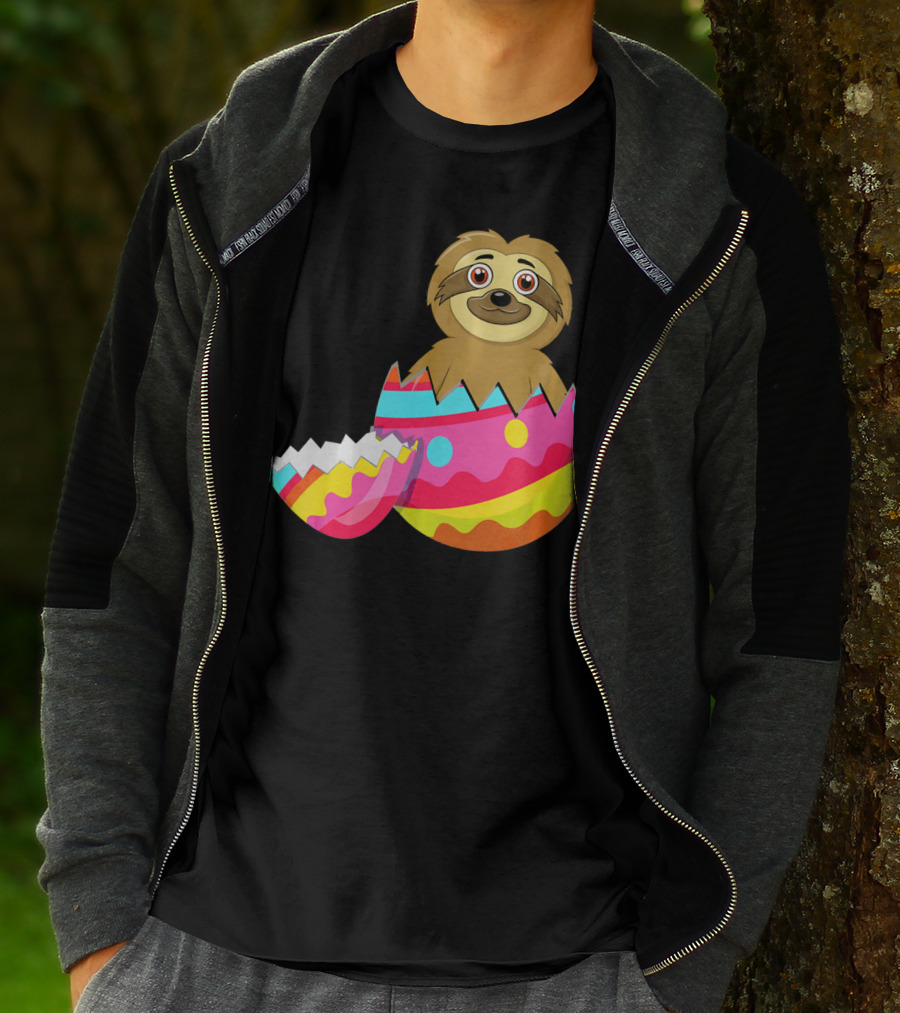 Funny Sloth Easter Egg Decorated Colorful Eggshell T-Shirt