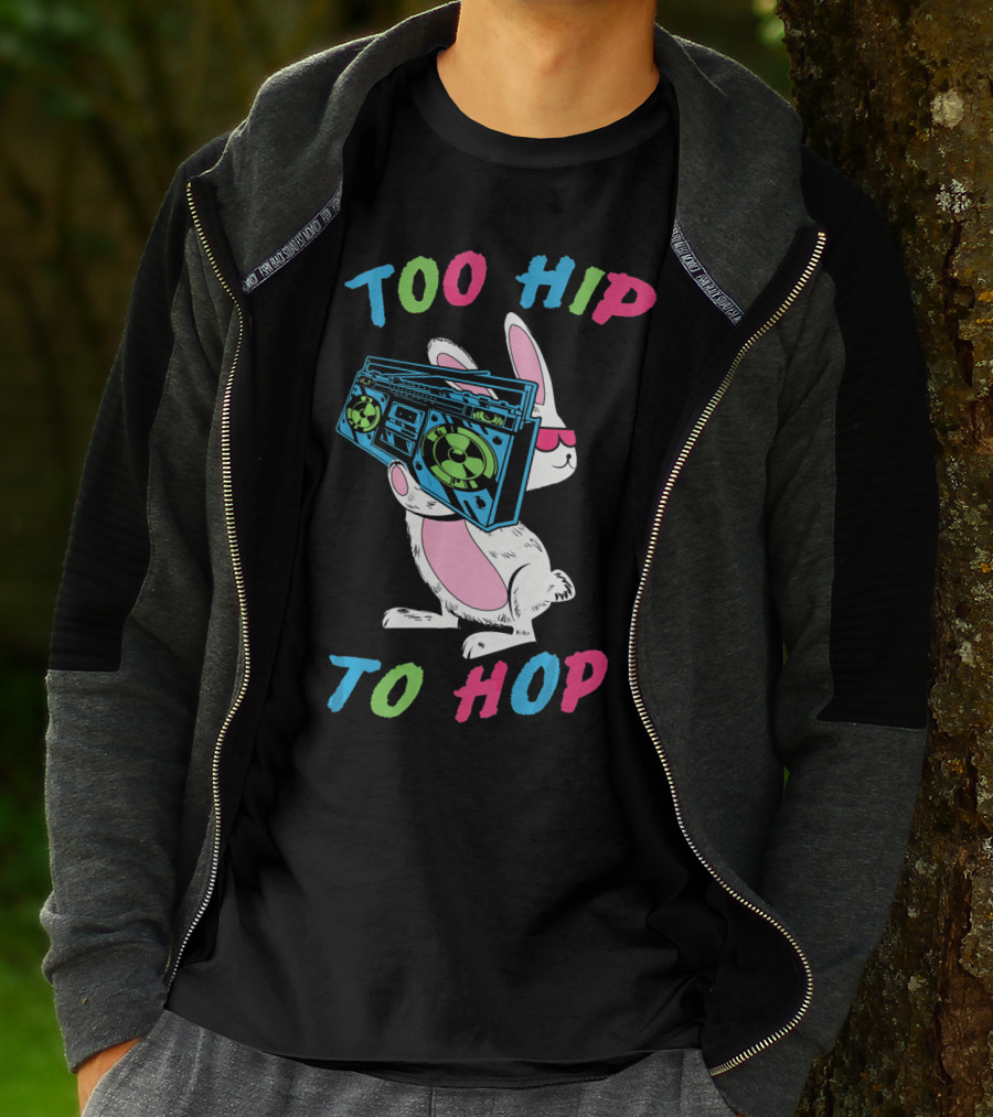 Too Hip To Hop Easter Day Boombox Bunny T-Shirt
