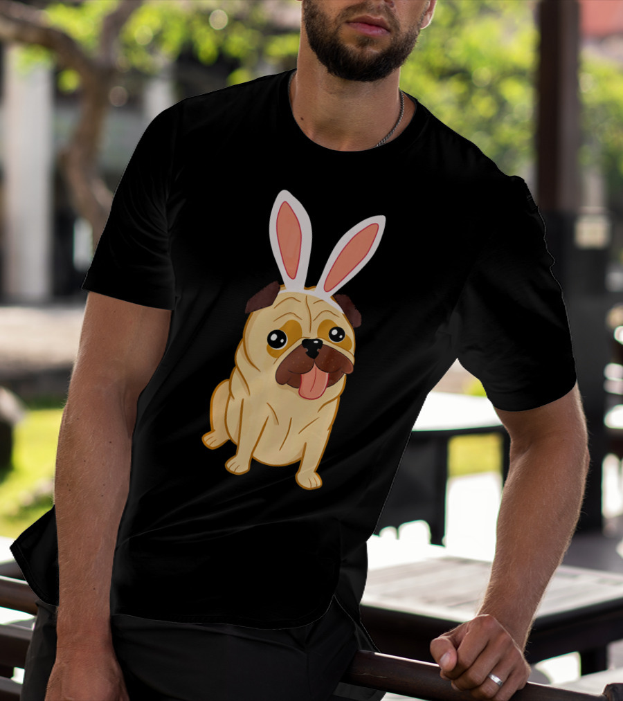 Adorable Easter Pug With Bunny Ears T-Shirt
