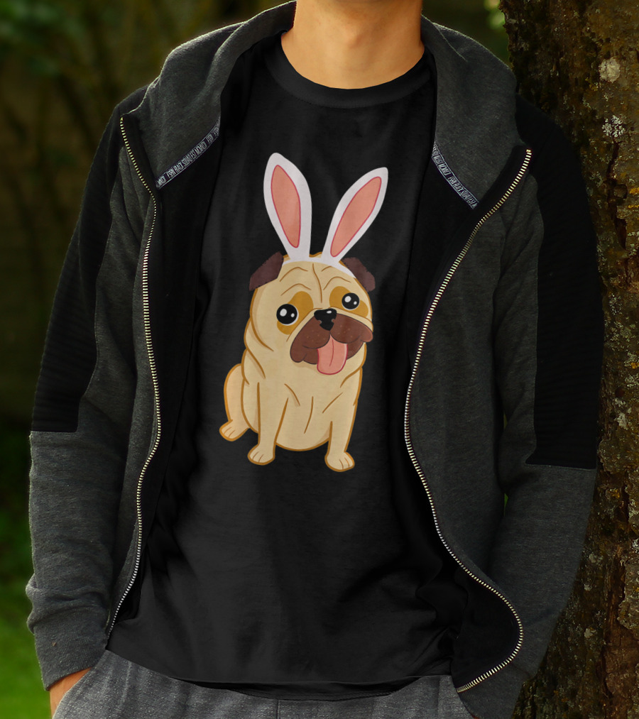 Adorable Easter Pug With Bunny Ears T-Shirt