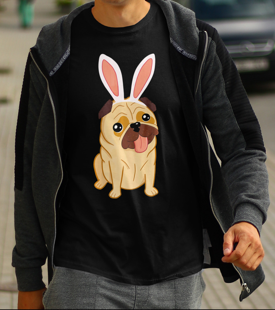 Adorable Easter Pug With Bunny Ears T-Shirt